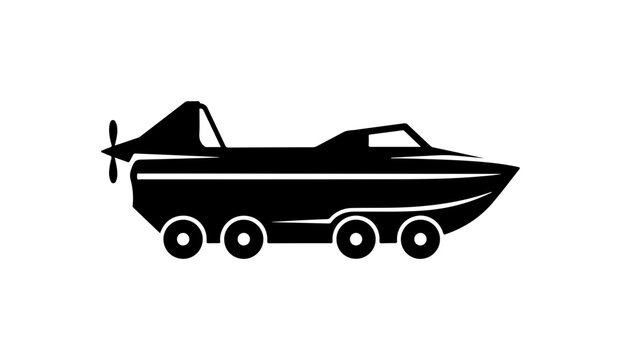 Black Vector Amphibious Vehicle Icon