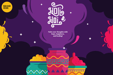Holi Hai Festival Banner Social post and print, holi title and template. holly poster and flyer.