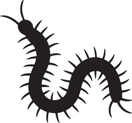 Fototapeta premium Vector art of a black centipede with many legs is shown, its body curved in an sshape, antennae extended, creating a striking contrast against the white backdrop