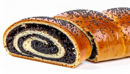 sliced poppy seed strudel cake typical for polish christmas