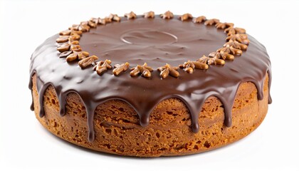 chocolate glazed traditional polish cake dessert on white background