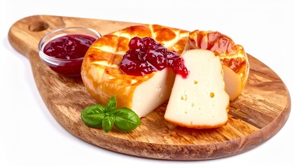 traditional polish smoked sheep cheese oscypek with cranberry jam