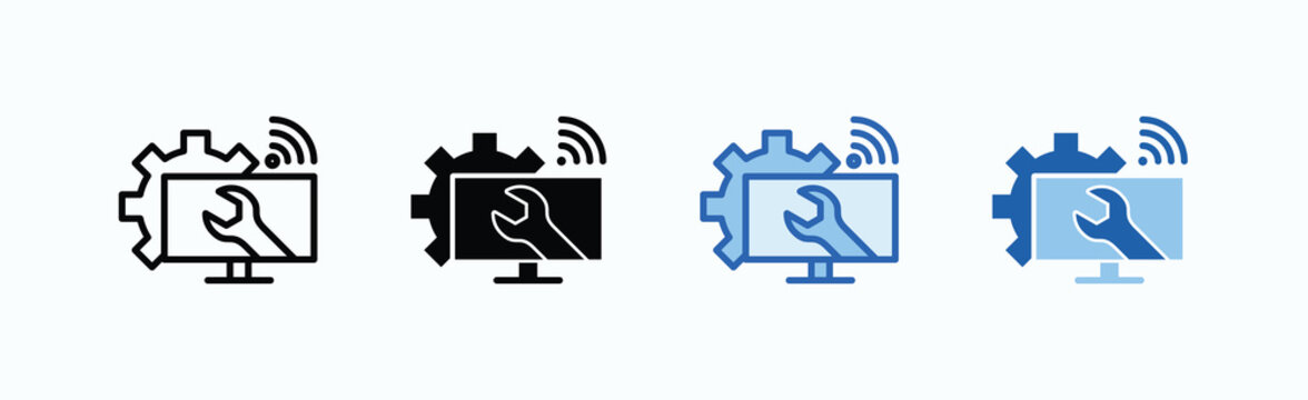 Maintenance Icon Sheet Multiple Style Collection Isolated Vector