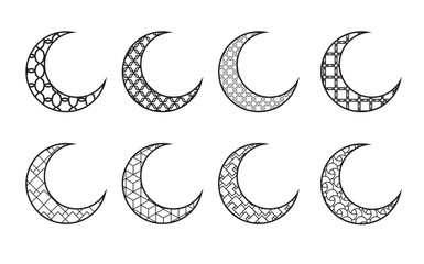 Obraz premium Crescent Moon Islamic Pattern Geometric Elements