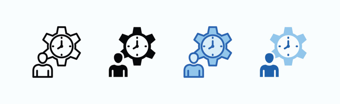 Time Management Icon Sheet Multiple Style Collection Isolated Vector
