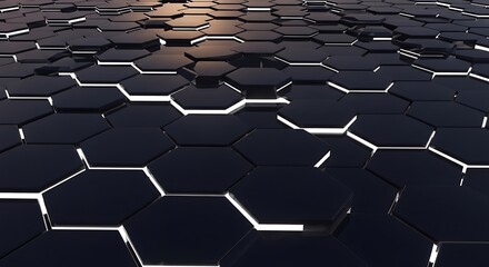 Fototapeta premium Futuristic Hexagonal Grid with Glowing Edges