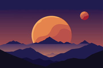 Obraz premium Minimalist Full Moon Vector Graphic, Symbolizing Celestial Beauty, Tranquility, and the Mystique of the Night Sky.