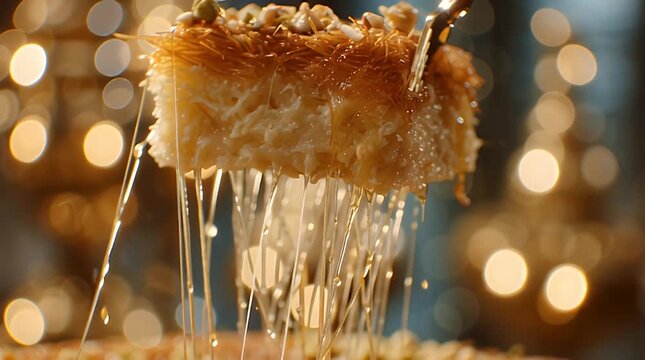 Cheesy Lasagna Being Lifted with Fork.