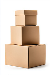 Fototapeta premium Boxes stacked in a storage area with a simple background and no labels