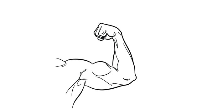 Flexed bicep arm in minimalist continuous line drawing
