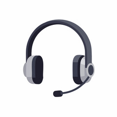 Simple Flat Illustration Headset Device Gadget Communication Headphone Audio Equipment