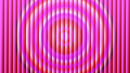 Luminous pink vertical stripes with concentric glowing rings creating futuristic circular pattern for modern digital background and energetic tech themed graphic designs