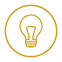A minimalist golden outline of a classic incandescent light bulb within a circle