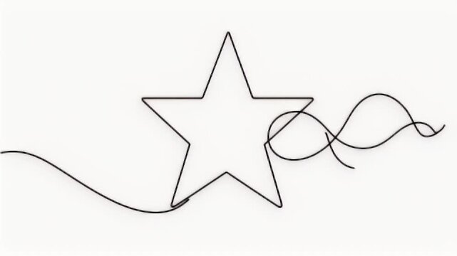 Continuous drawing of a star. Minimalist art concept, modern design. Creative abstract graphic