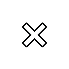 Obraz premium A bold black outline of a simple cross shape against a pure white background, representing a common symbol for multiplication or cancellation