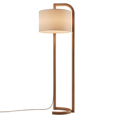Fototapeta premium Modern Floor Lamp with Curved Bronze Frame and Fabric Shade