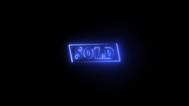 Sold neon animated text sold neon looping alpha 4k