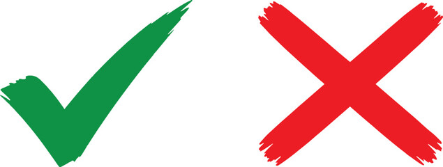 Correct and Incorrect Symbols Checkmark and X Sign