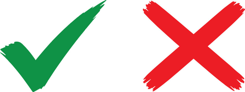 Correct and Incorrect Symbols Checkmark and X Sign