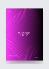 Fototapeta premium Abstract neon purple background with centered linear square shapes for modern flyer design