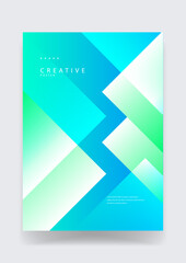 Creative geometric poster featuring a bold blue zigzag pattern on a fresh cyan and mint green background