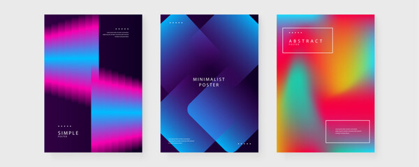 Obraz premium Three premium templates featuring pink pixelated gradients, blue diamond overlays, and warm mesh textures