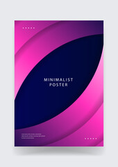 Fototapeta premium Elegant minimalist poster design showcasing smooth purple fluid waves and dark overlapping curved shapes for a premium look
