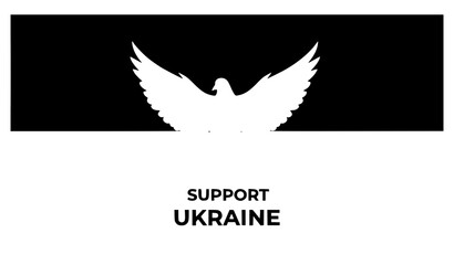 Obraz premium Support Ukraine poster with flying dove peace symbol vector