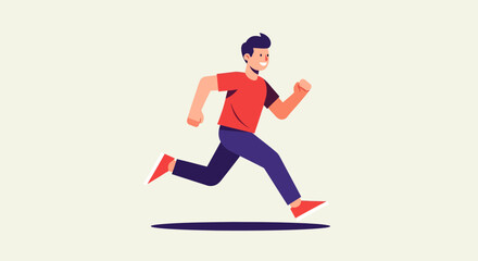 Fototapeta premium Young Man Running Fast in Motion Celebration Active Lifestyle