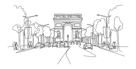 Obraz premium Minimalist One-Line Drawing of the Arc de Triomphe, Paris