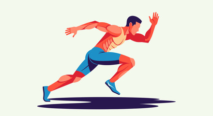 Obraz premium Dynamic Male Sprinter in Action, Running Fast on Track