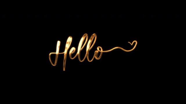 This animated "hello" word in gold with cursive letters and hearts is perfect for greeting cards, social media posts, invitations, and romantic designs.