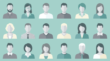 Diverse User Avatar Icons in Flat Design Style for Business and Web