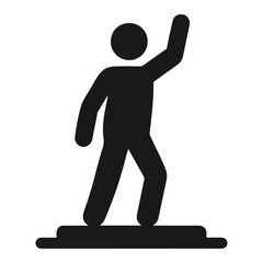 Minimal flat vector illustration of a voting concept icon, featuring a black silhouette of a person holding a ballot paper labeled &ldquo;VOTE,&rdquo; inside a bold circular frame. A checkmark symbol appears besi