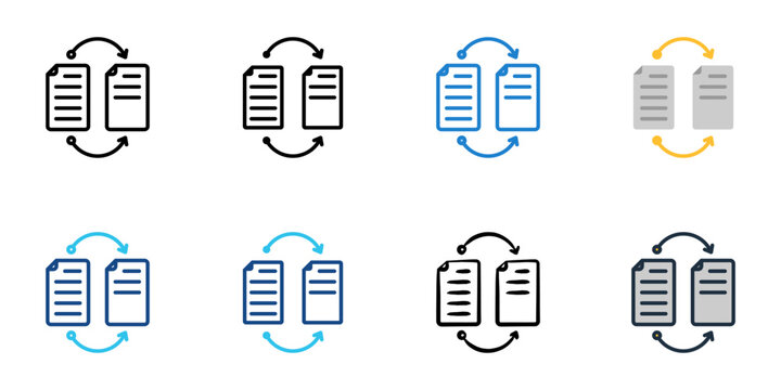 AI Text Summarization icons set multiple style collection. Editable stroke 
