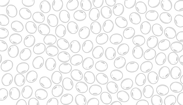 Soybean Seamless Pattern. Hand Drawn Bean Background. Organic Food Texture. Minimal Vector Illustration