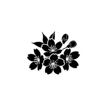 Elegant Black and White Cherry Blossom Silhouette 2.