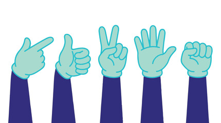 Obraz premium Collection of diverse hand gestures and signs on a clean white background