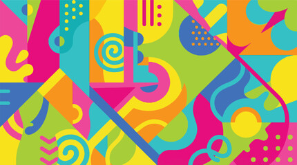 Vibrant abstract pattern with geometric and organic shapes in bright colors © StockStudio