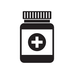 Obraz premium Medicine bottle icon in simple style on a white background vector illustration 