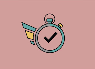 Obraz premium Fast time checkmark icon representing speed and efficiency in tasks.