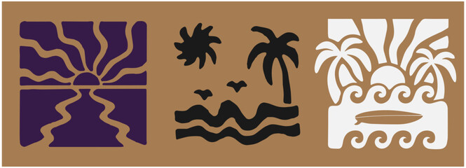 doodle beach nature hand draw illustration vector