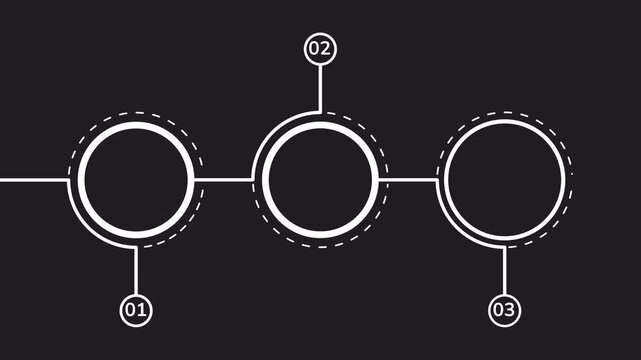 Animated development infographic. Business solution. HD infochart template video on white with alpha channel transparency. Flowchart mockup with blank space for content and 3 step sequence.