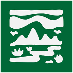 doodle beach nature hand draw illustration vector