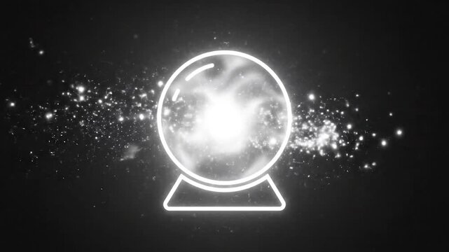 Abstract glowing neon line art forms a dynamic, incomplete circular shape on