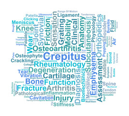 Fototapeta premium Crepitus Word Cloud. Clinical Terms for Joint Sounds and Musculoskeletal Health
