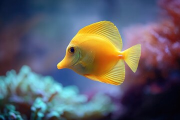 Bright yellow fish in aquarium (1)