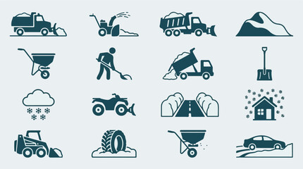 Winter Snow Removal Equipment and Weather Icons Set © StockStudio