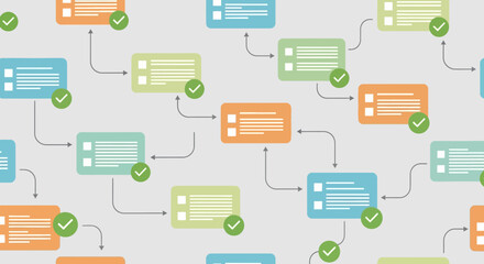 Streamlined Digital Workflow Process with Connected Data Blocks and Successful Task Completion