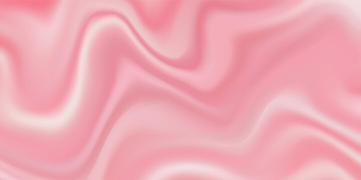 Pink strawberry yogurt or ice cream surface texture with wave pattern. Milk creamy sweet fruit and berry product. Soft and frozen sorbet or dairy pudding smooth top. Realistic vector background.
